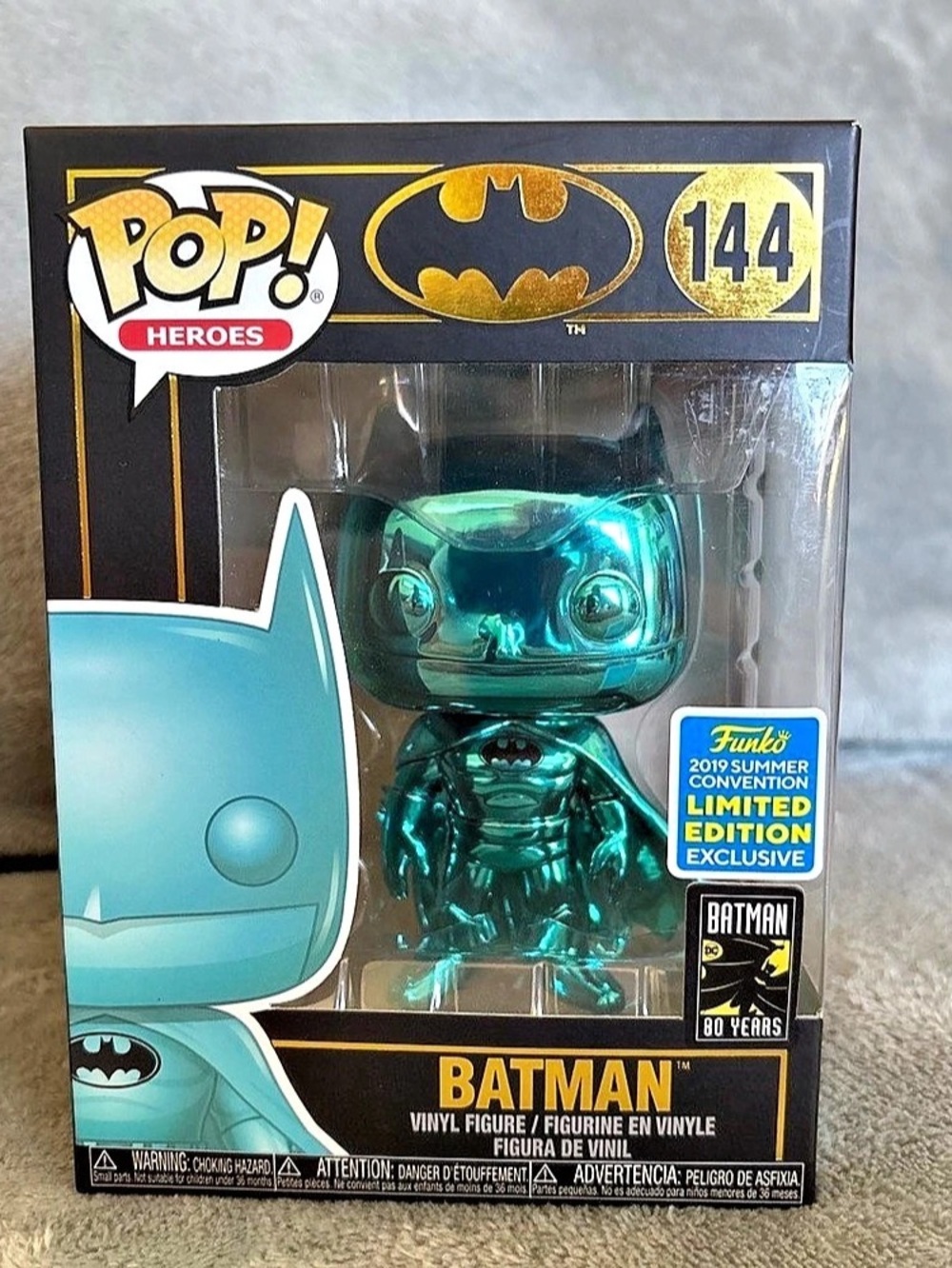 Funko Pop! Heroes Batman (Teal Chrome) #144 - 2019 Summer Convention Limited